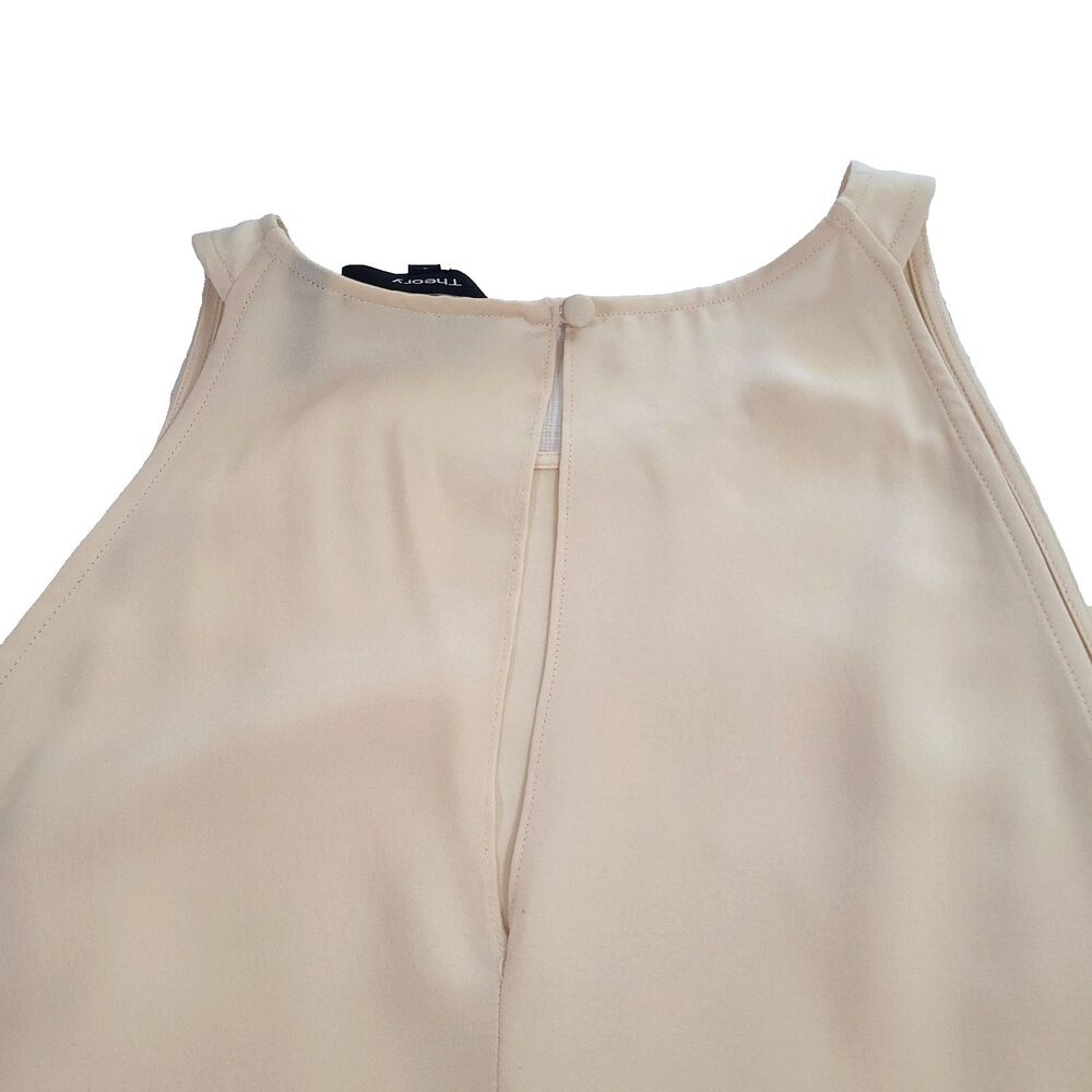 Theory Silk Champaign Kalstinn Blouse S feminine sleeveless Career Closet Staple - Picture 13 of 14